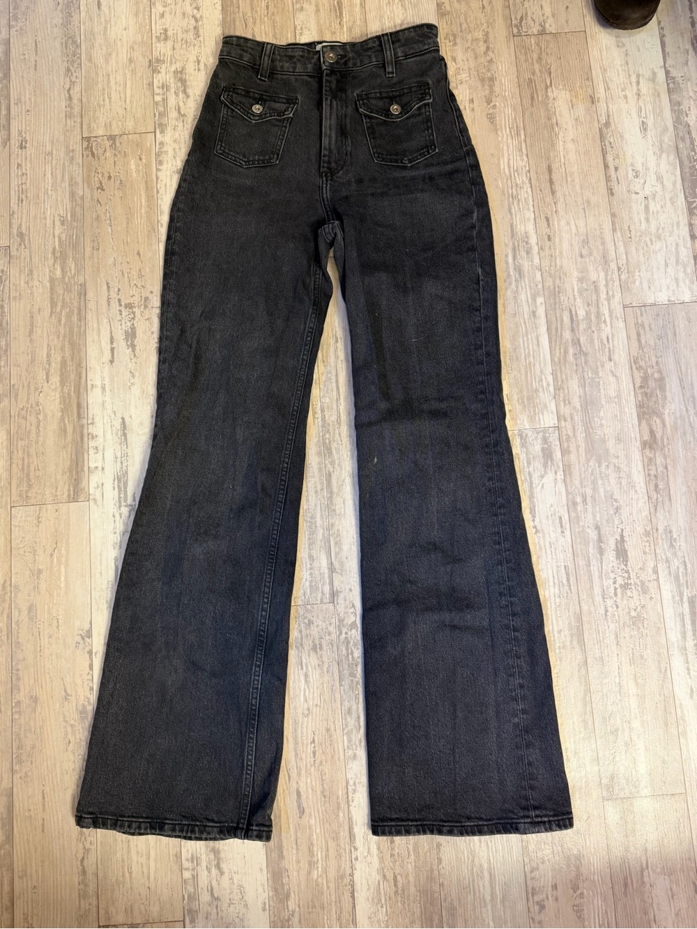 & Other Stories Black High Rise Flare Jeans Size 2